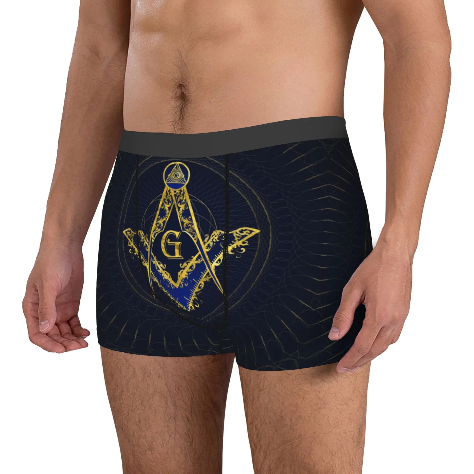 Novelty Freemason  Evil Eye Symbol Boxers Shorts Panties Male Underpants Breathable Masonic Mason Briefs Underwear