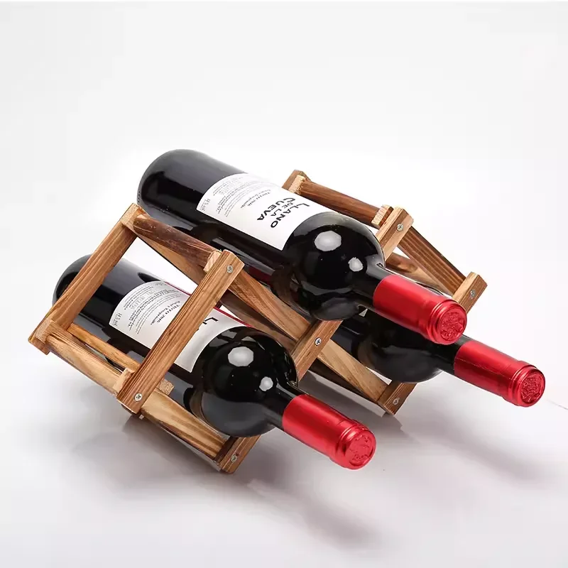 Nuevo estante plegable de madera para vino tinto, soporte de cocina para montaje en botellas de 3/6/10, estantes organizadores de exposición,