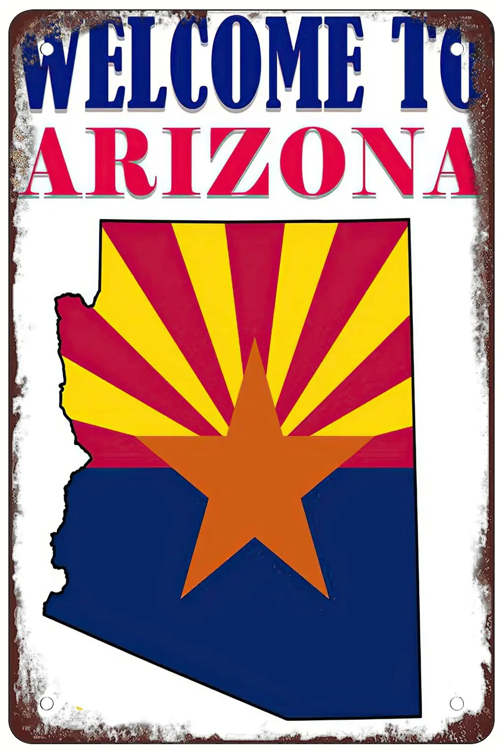 Welcome To Arizona Retro Metal Sheet Signs, Wall Decoration, 8 x 12 Inches.