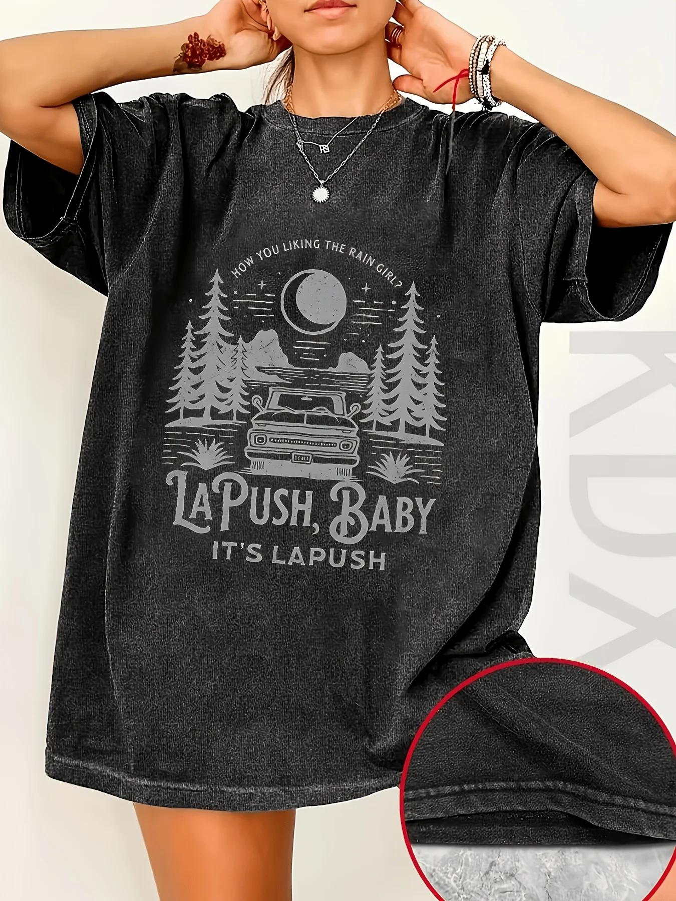 Twilight Washed Retro T-shirt with Vampire Werewolf Print Pattern Is An Excellent Gift for Daily Travel and Dating Fans
