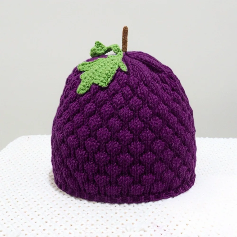 Lemon Creative Knitted Fruit Hat Warm Playful Strawberry Pullover Cap Stretchy Soft Pineapple Beanie Outdoor
