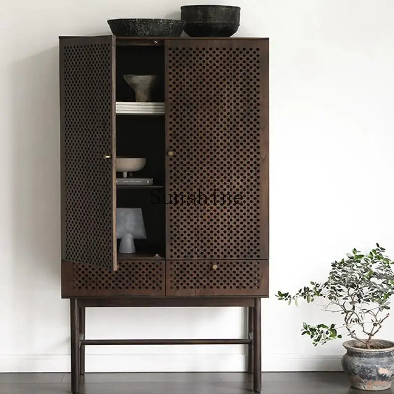 

Simple, smoked side cabinet floor-to-ceiling, porch storage, wabi sabi Chinese antique art decoration
