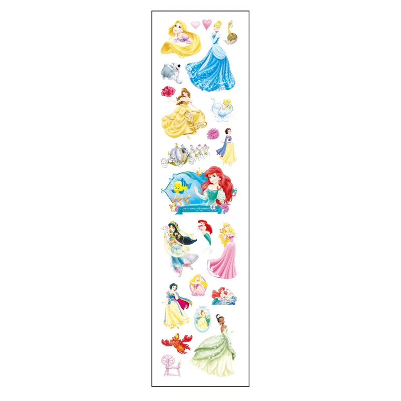 1Pcs New Disney Princess Tattoo Sticker Cartoon Snow White Belle Figure Sticker Toy for Girls Children Birthday Party Gift