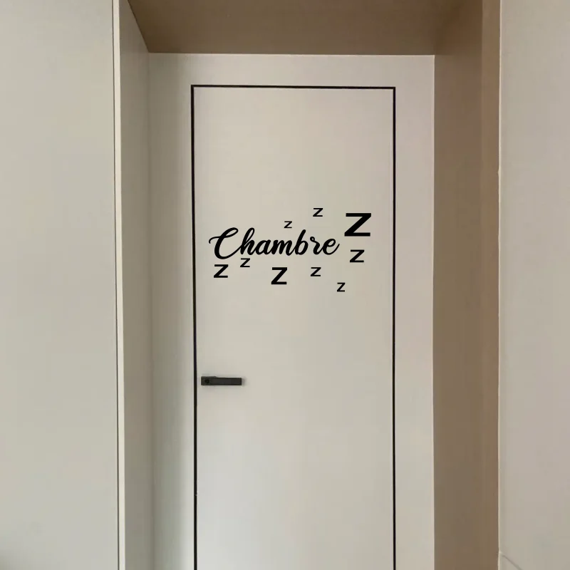 Portón francés Chambre Zzz pegatina para puerta de dormitorio, calcomanía para dormir, vinilo, decoración del hogar