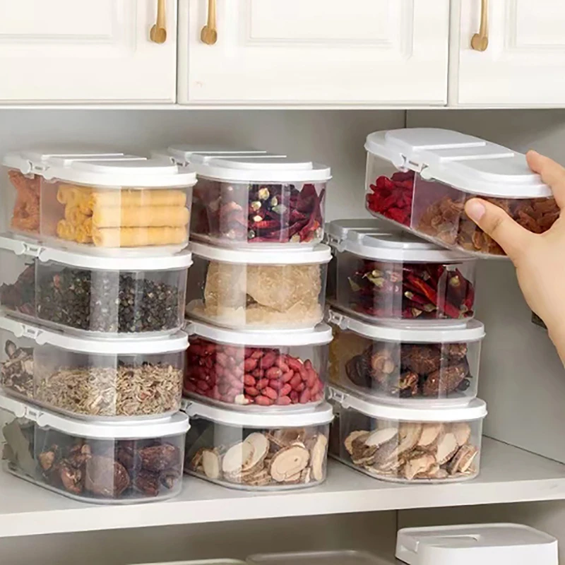 Double Compartment With Lid Food Dried Fruit Sealing Jar Multifunctional Kitchen Refrigerator Plastic Storage Jar