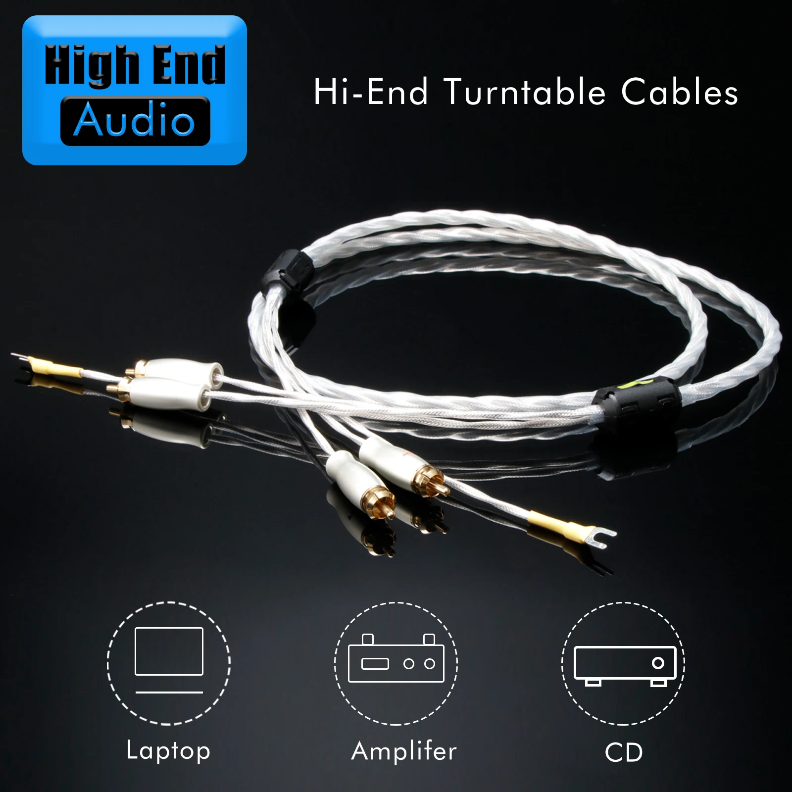 2RCA Cable Phone cable OCC Pure Copper Gold Plug turntable Professional RCA Line For Amplifier DAC TV Cable