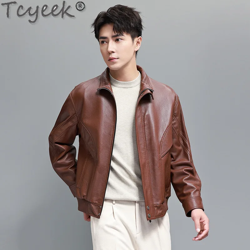 Tcyeek Genuine Leather Jacket Men Real Goatskin Coat Winter Autumn Clothes Casual Mens Motocycle Jackets 2024 Jaqueta De Couro