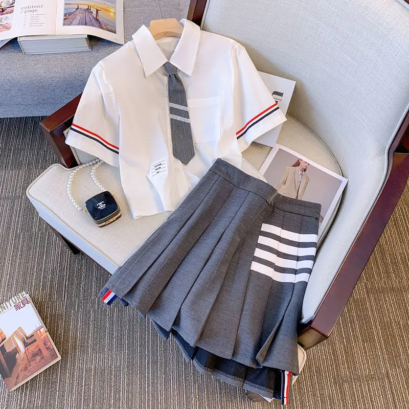 Faul grau jk Krawatten Frauen gestreifte Baumwolle Krawatte Mädchen japanischen Stil für jk Uniform niedlichen Krawatte Hemden Schulmädchen Accessoires – Detail 2