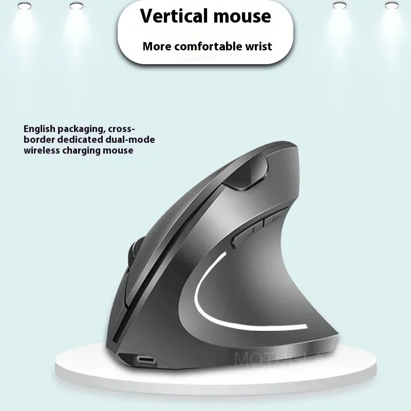 Wireless Bluetooth Vertical Ergonomic Mouse 2.4G Quiet Side Grip for Right Handed Comfortable Design Ideal for Gaming OfficeUse