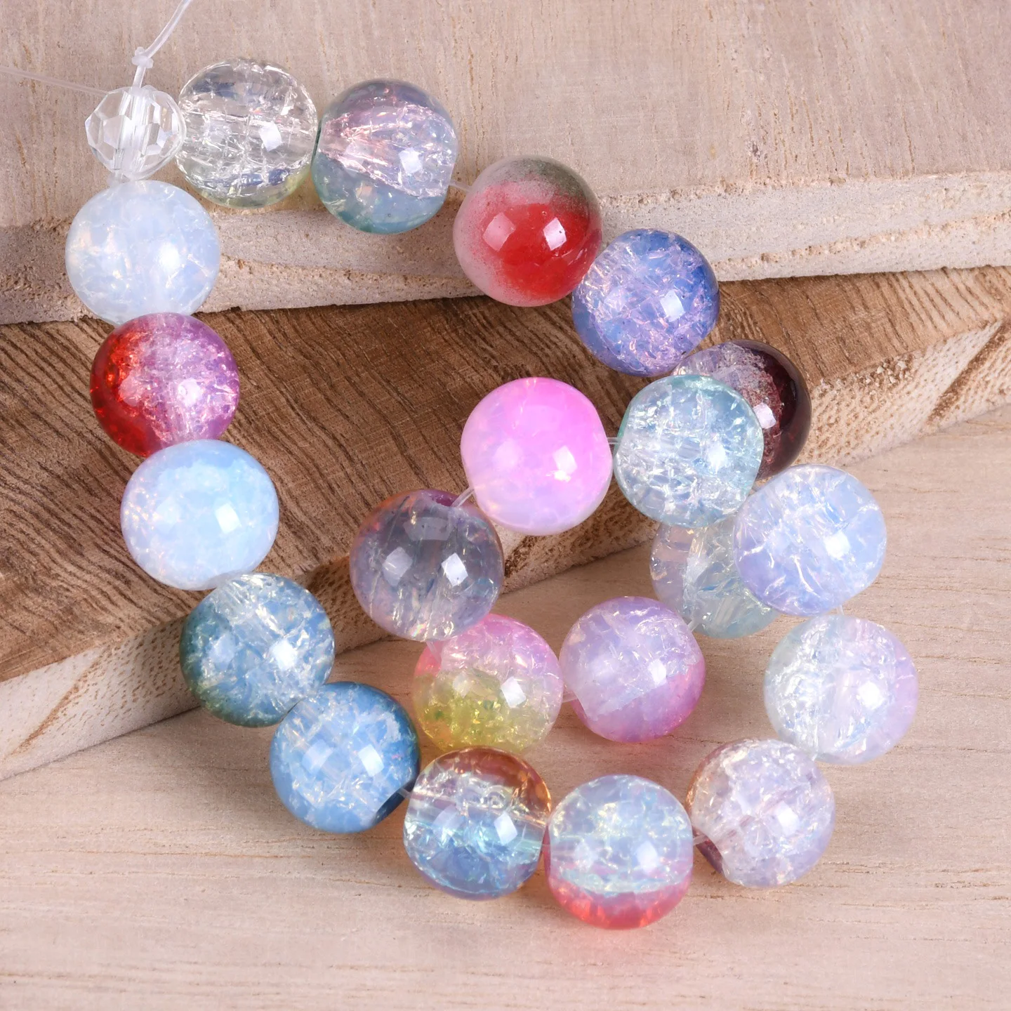 50 قطعة مستديرة 10 مللي متر الملونة فرقعة كريستال زجاج فضفاض متصدع الخرز مجموعة لصنع المجوهرات Findings بها بنفسك سوار النتائج