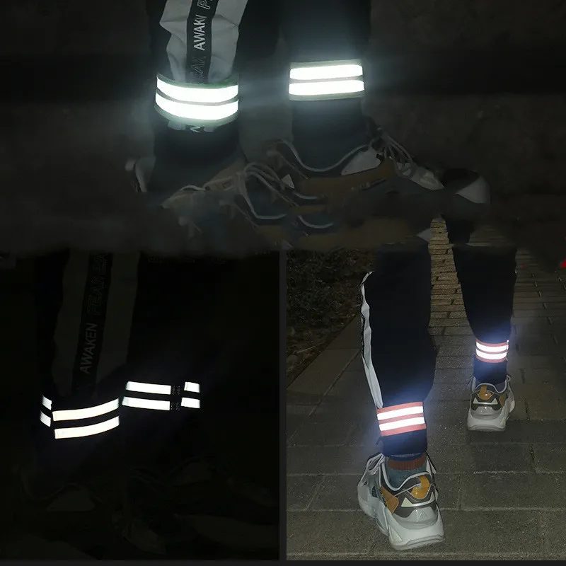 2PCS Running Reflective Arm Bands for Wrist Ankle Leg LED Reflector Armband Night Cycling Safety Light Tape Led Bracelet Strap