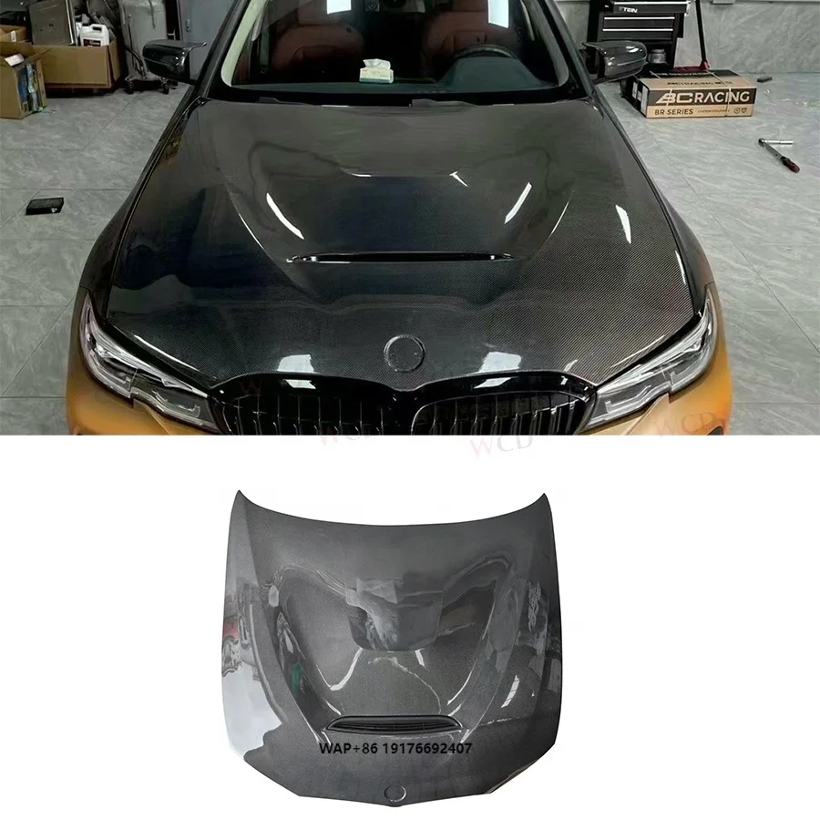 

GTS Style Carbon Fiber Engine Hood forBMW 3 Series G20 G28 2019+ New Condition Front Bumper Hood Bonnet Cover Good Fitment