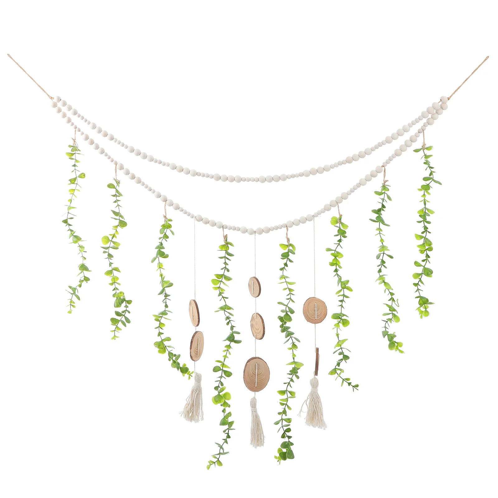 معلقة عرض الصور جدار ديكور بوهو الخرز الخشبي جارلاند حامل الصورة لغرفة النوم غرفة المعيشة تخزين مكرميه ريفي مثالي