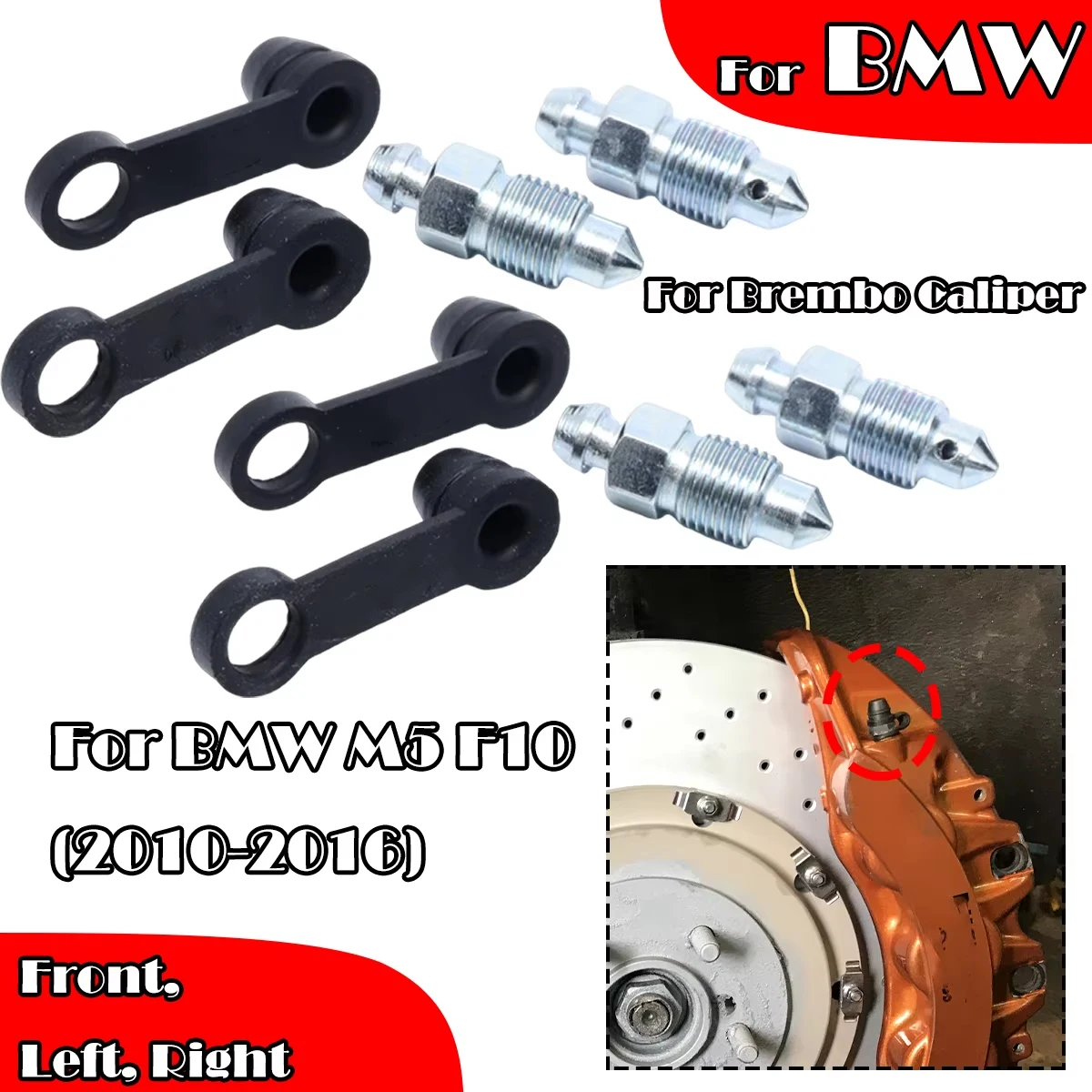 

For BMW M5 F10 10-2016 Front Left Right Brake Caliper Bleed Nipples Screws Repair Kit Bleeder Valves Dust Caps for Brembo 6 Pot