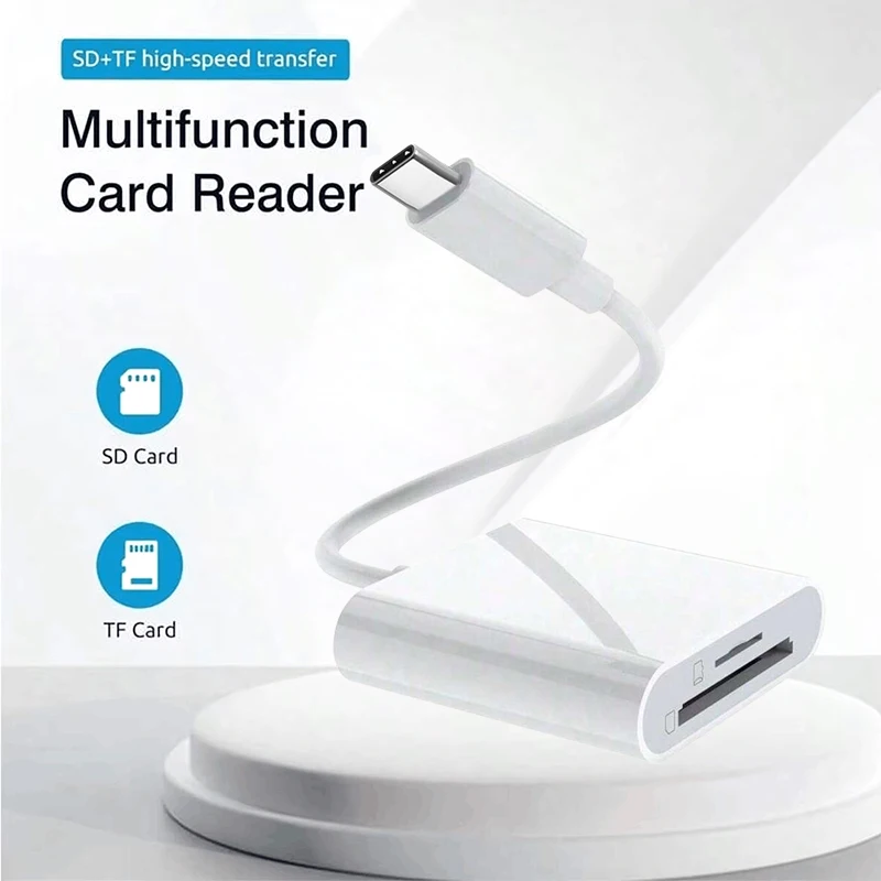 

1-3 PCS 2 In 1 SD Card Reader Adapter Suitable For Phone/IPad/Camera, Dual Slot SD TF Storage Card Reader