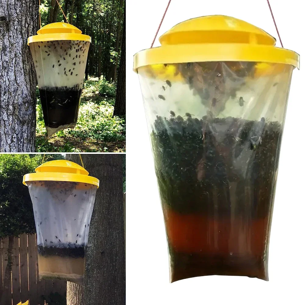 

Fly Trap Pack with Bait Live Trap Attractant Container Ranch Fly Trap Insect Trap Outdoor Fly Catcher Cage for Garden Farm Ranch