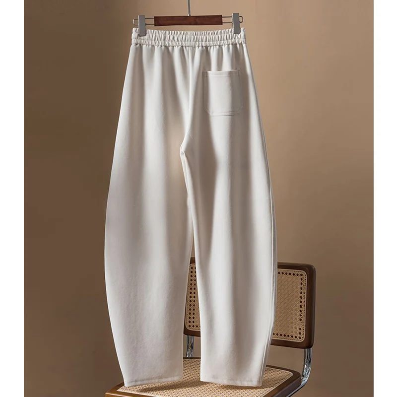 Scythe Pants For Women Autumn Winter Fleece-Lined Loose High-Waisted Banana Pants Casual Drawstring Elastic Waist Sweatpants