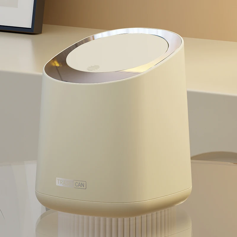 Mini Cute Pressing Desktop Trash Can Double-layer Coffee Table Bomb Cover Bedroom Office Small Storage Bucket Rubbish Dustbin