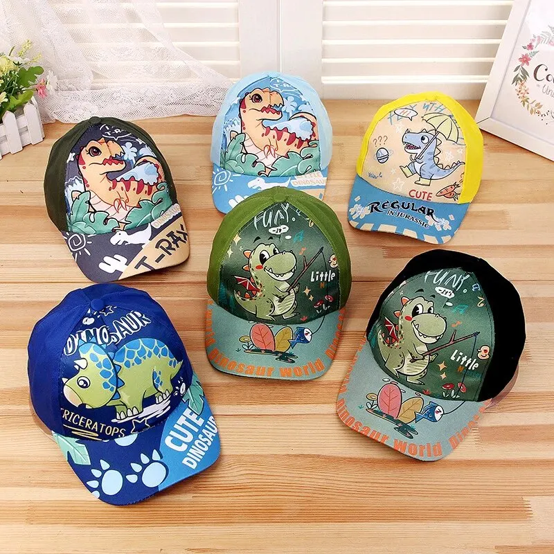 Cute Dinosaur BabyBaseball Hat Cartoon Boys Peaked Cap Spring Summer Outdoor Kids Sun Visors