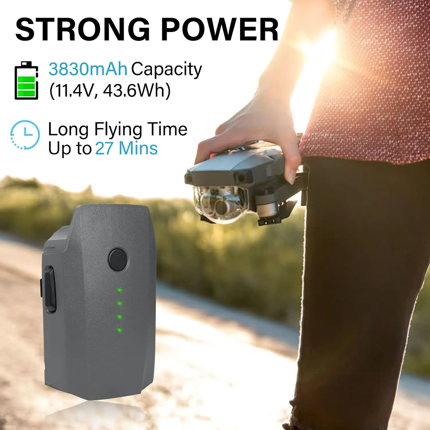 Drone Battery For DJI Mavic Pro Platinum/Alpine White Drone,25 Minutes Flight Time Rechargeable Batteries
