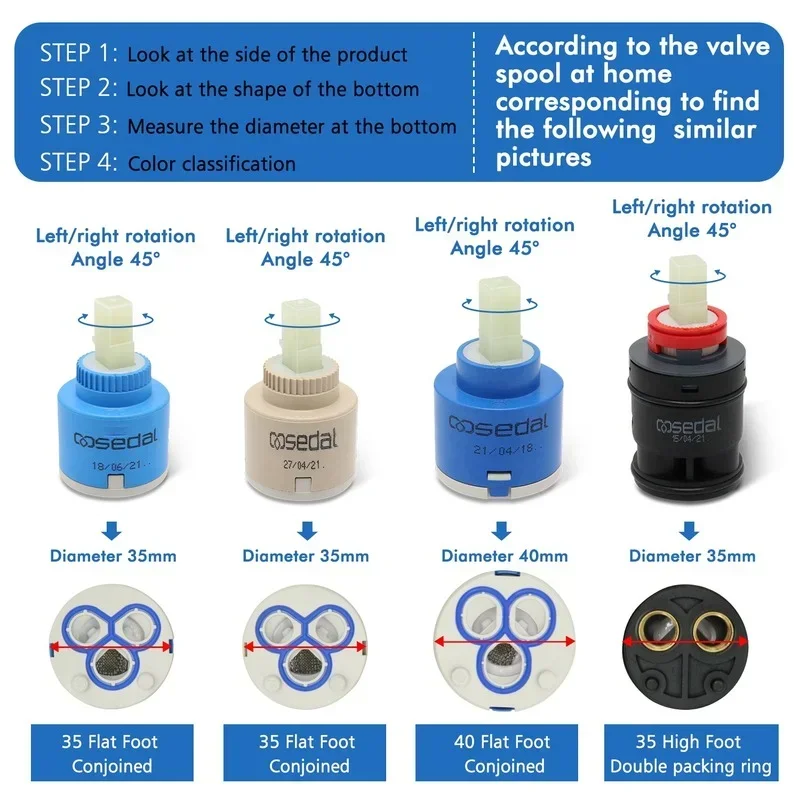 Faucet Valve Core Kitchen Basin Hot and Cold Water Faucet Ceramic Valve Core 35/40MM Shower Mixing Valve Core Accessories view 5