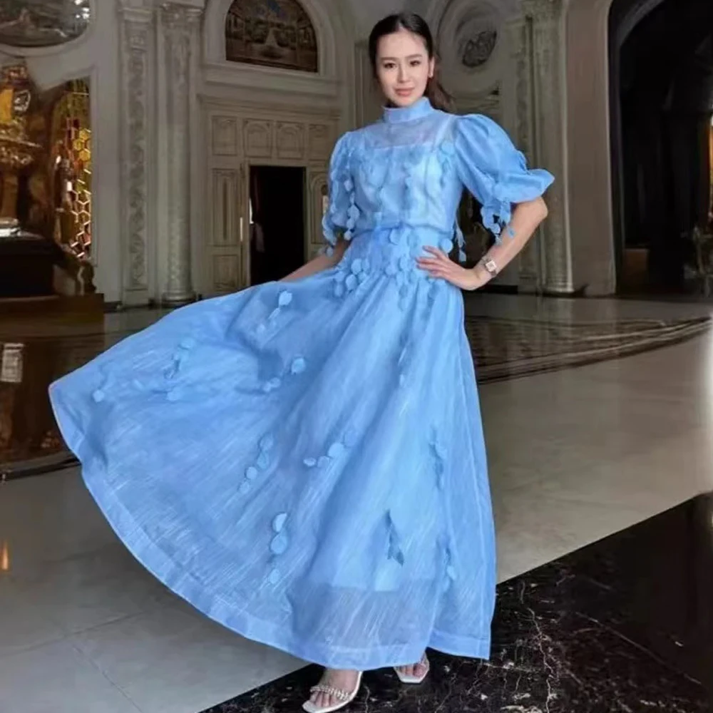 

Faionable Slim Fit с высокой талией Dr с 3D цветочным декором, сладкий топ и юбка длиной f для молодых женщин