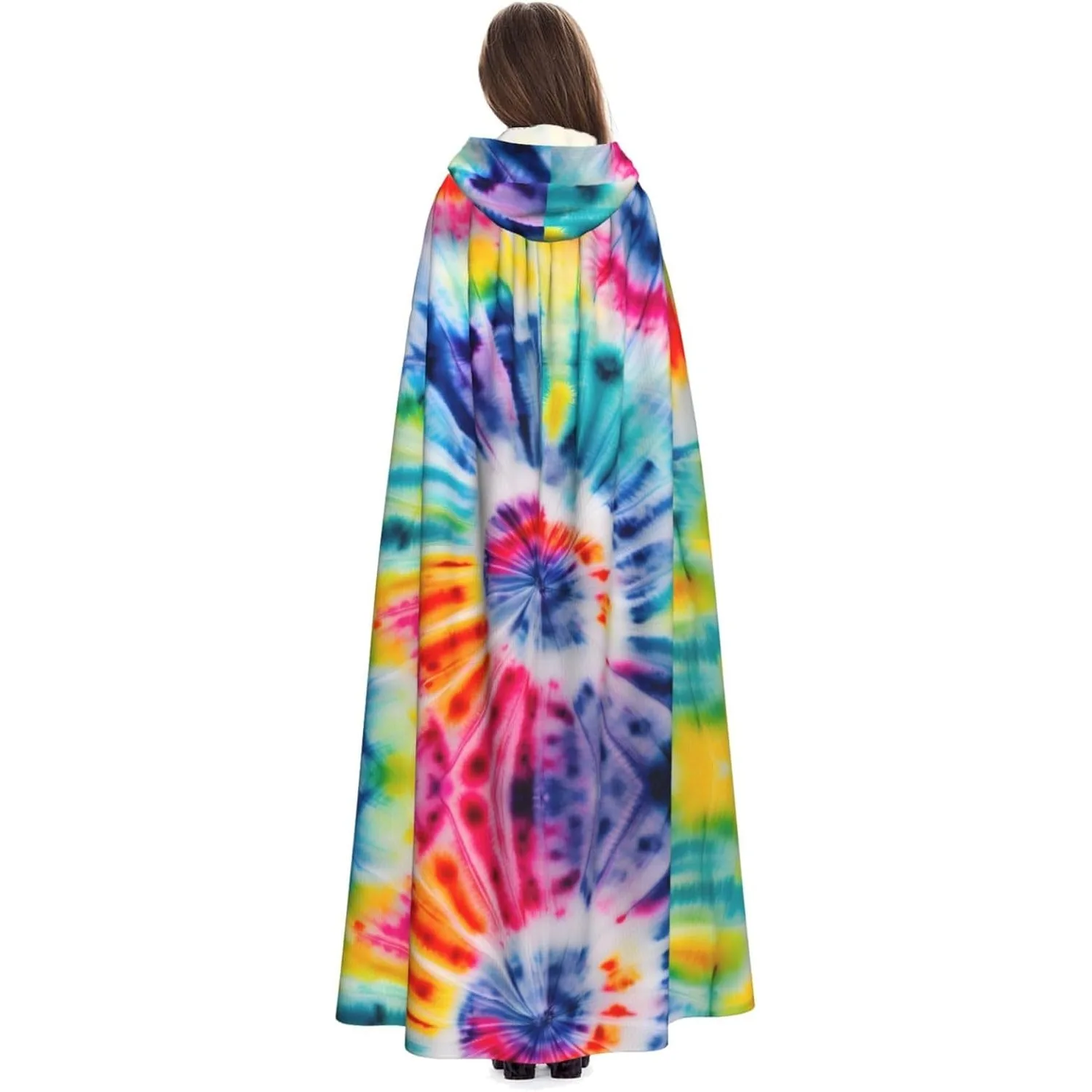 Beautiful World Rainbow Tribe Printing Costume Halloween Hooded Full Length Hooded Cloak Halloween Christmas Cloak