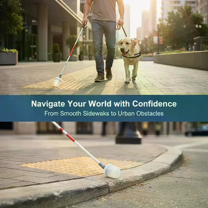 1Pcs Blind Walking Stick Protection Head Rolling Cane Tip Ergonomic Handle Wear Resistant Stability For Daily