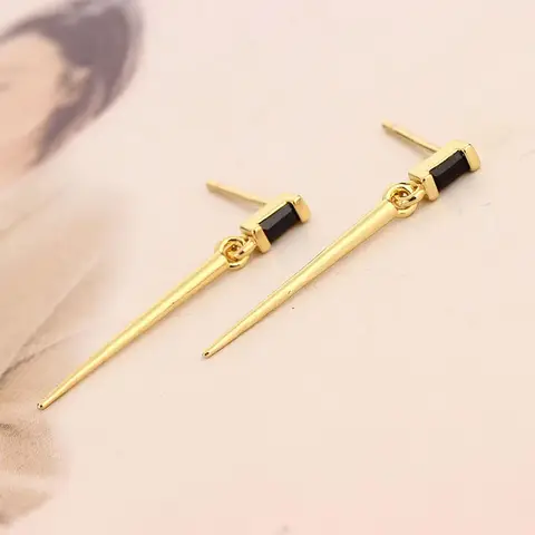 Silver Gold Color Slim Long Spike Piercing Drop Earring Pendiente Rock Punk Fashion Crystal Zircon European Wedding Jewelry 2025