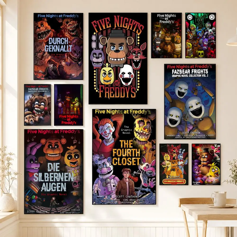 Hot Sale F-Fnaf F-Five N-nights A-At F-Freddys Poster Sticker Self Adhesive Playroom Bedroom Hallway Wall Art Decor Perfect Gift