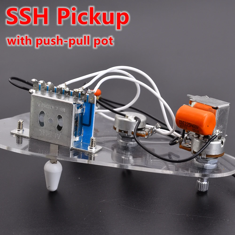 Alpha 250K Pots+5-Way Switch +Epiphone jack for SSH pickup Electric Guitar Wiring Harness with push pull Potentiometer