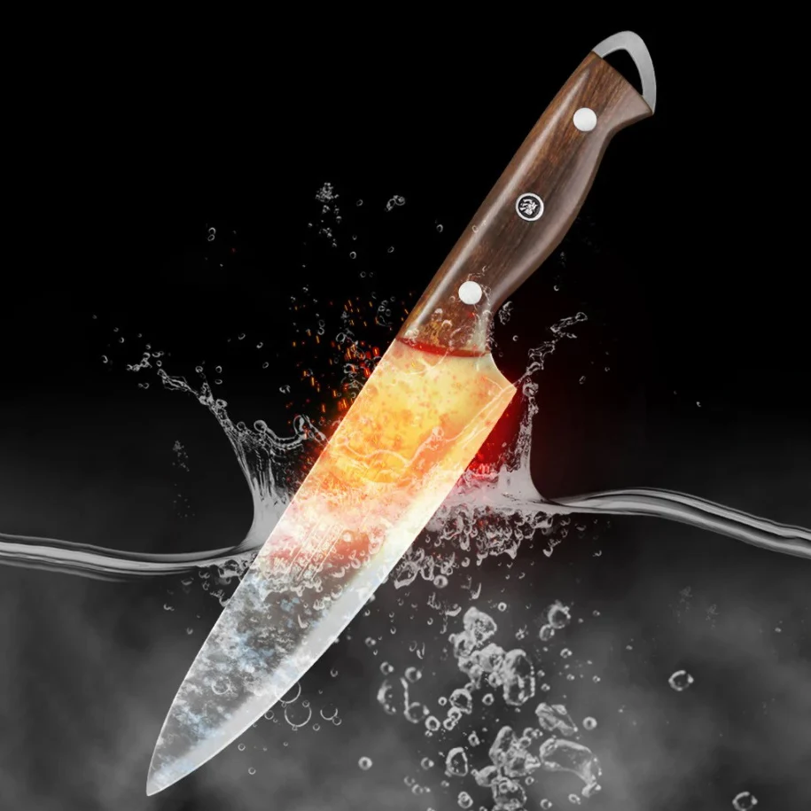 

8 Inch Handmade Forged Knife Spring Steel Blade Ebony Handle Chef Slicing Vegetables Cleaver Meat Professional Kitchen Knife