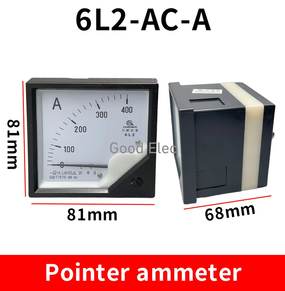 Painel Medidor Analógico Direto,Amperímetro de Corrente AMP,Ponteiro Medidor,6L2-A,5A,10A,15A,20A,30A,80x80mm,1Pc