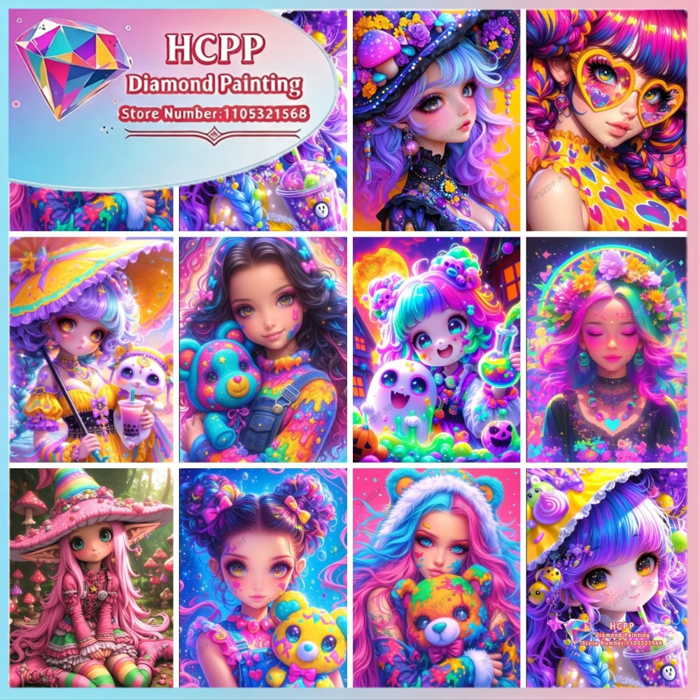 

Cartoon Girl Diamond Painting Kit Square Round Diamonds 5D DIY Mosaic Cross Stitch Craft Art Exquisite Gift Crafts Home Decor