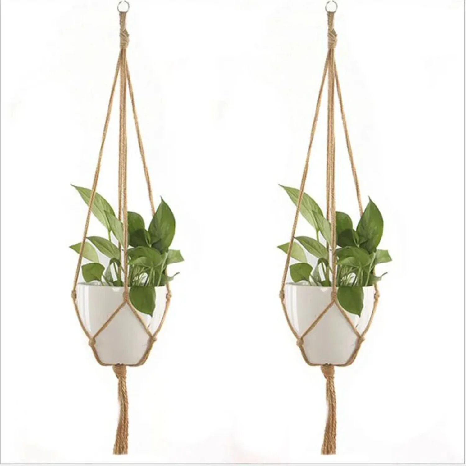 Gardening Green Plant Hanging Basket Cotton Rope Hanger Flower Pot  Handmade Macrame Pot Pocket Wall  Courtyard   Decor Groot