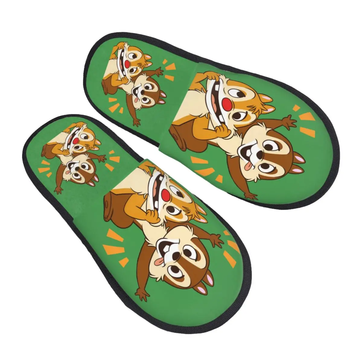 Zapatillas de casa de espuma viscoelástica suave Chip 'n' Dale personalizadas, zapatillas antideslizantes cálidas y acogedoras con animación para mujer