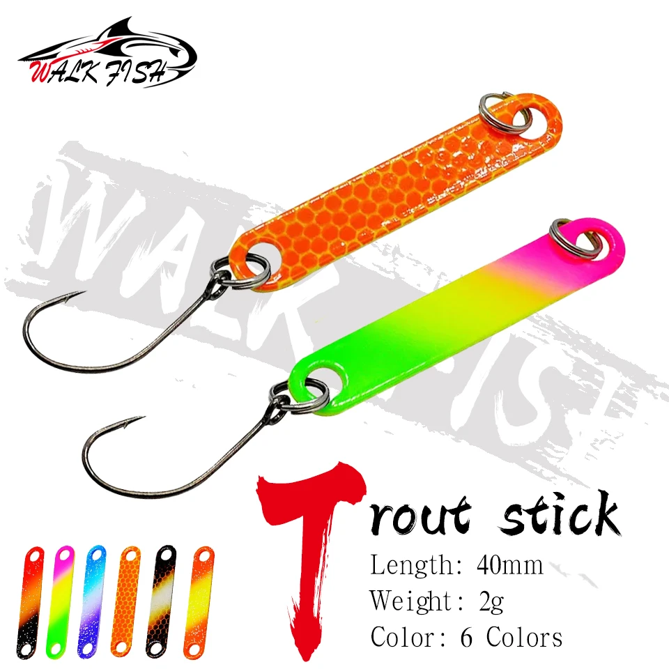 WALK FISH 2g 40mm Forellen-Stick-Spoon Angelköder Messing-Angelköder Metall-Seebarsch-Forellen-Kunstköder für Salzwasser und Süßwasser