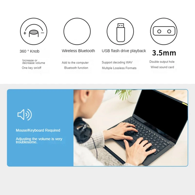 A99E-USB botão de controle de volume multimídia computador alto-falante controlador ajustar botão uma chave mudo bluetooth com jogar pausa pular
