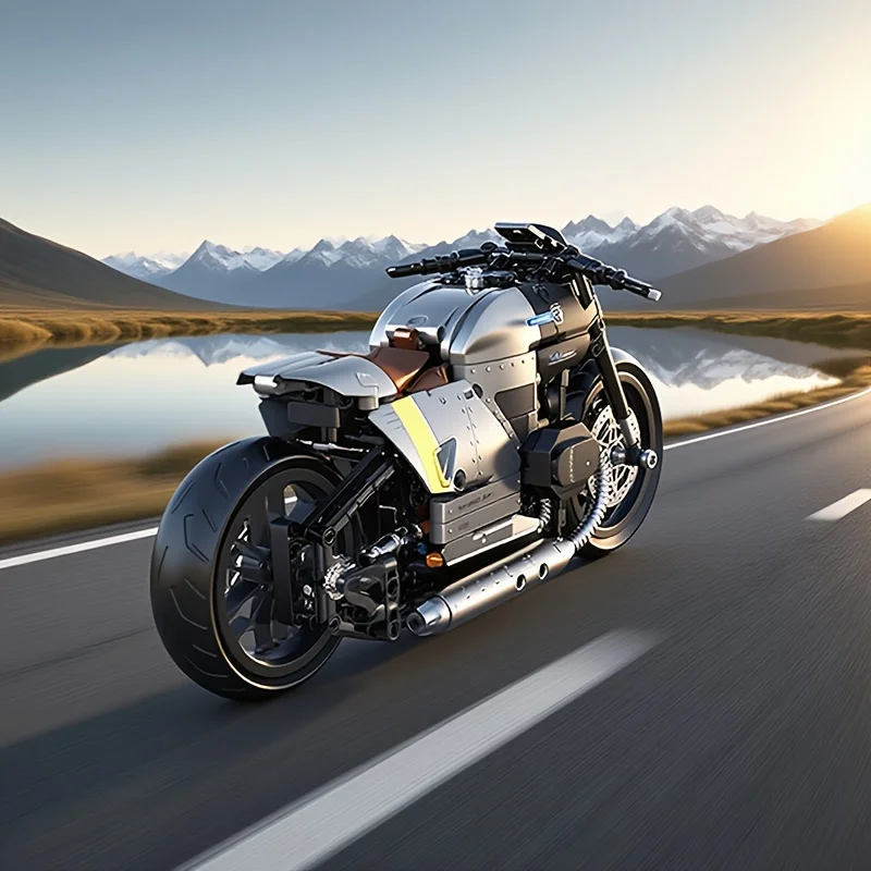 

Винтажная модель мотоцикла из строительных блоков, масштаб 1:8, 1004 детали, с высокореалистичными деталями, для взрослых коллекционеров, подарок на день рождения