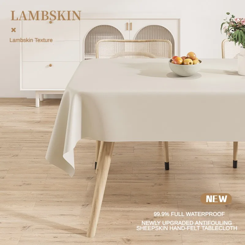 Waterproof and Oil-proof Creamy Lambskin Tablecloth, Rectangular Coffee Table Cloth, High Quality, No-wash