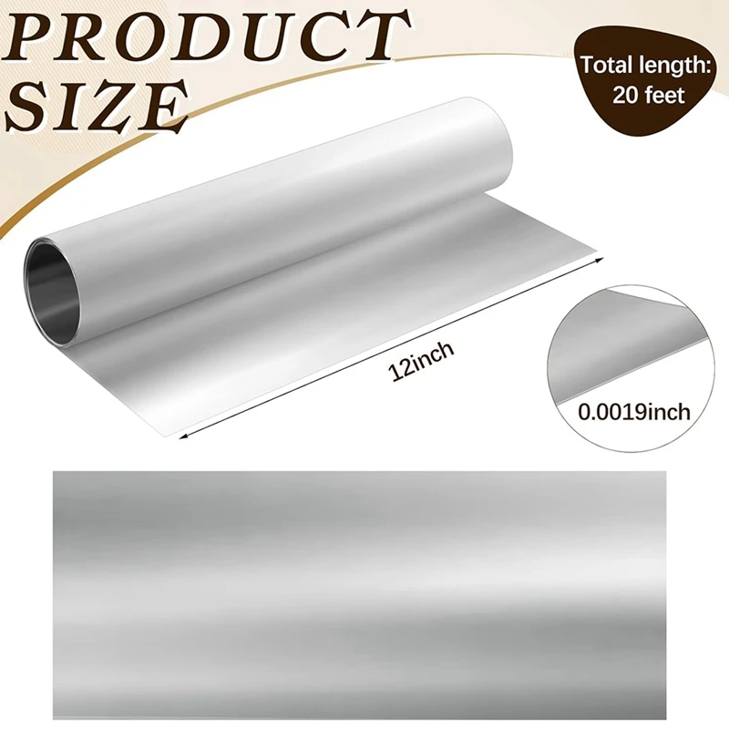 

Aluminum Metal Crafts DIY Foil Roll 12 Inch X 20 Ft 0.05 mm Thick for Art Project Aluminum Flashing Roll Wide Sheet-A21R