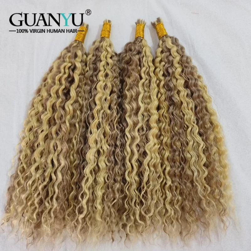 P P P P # Extensiones de cabello humano con ondas de agua 18/613, Micro cabello trenzado a granel, sin trama, extensiones de cabello humano con ondas de agua