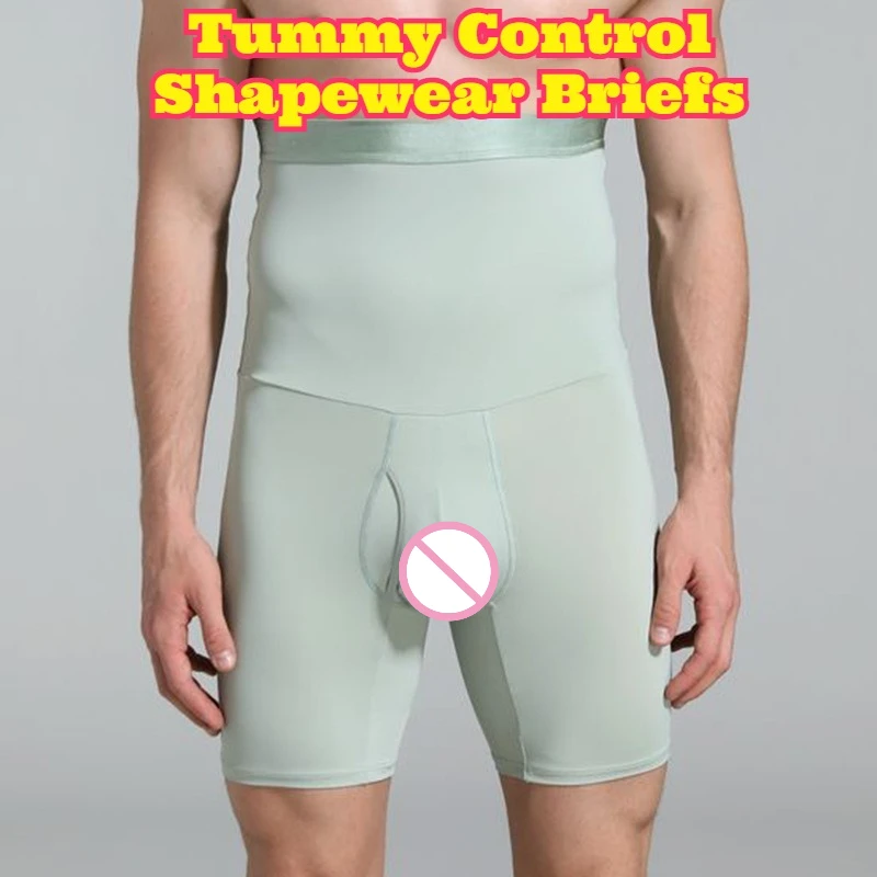 Mens High Waist Tummy Control Shapewear Briefs Double Layer Waistband Compression Beer Belly Sports Waist Trainer Underwear