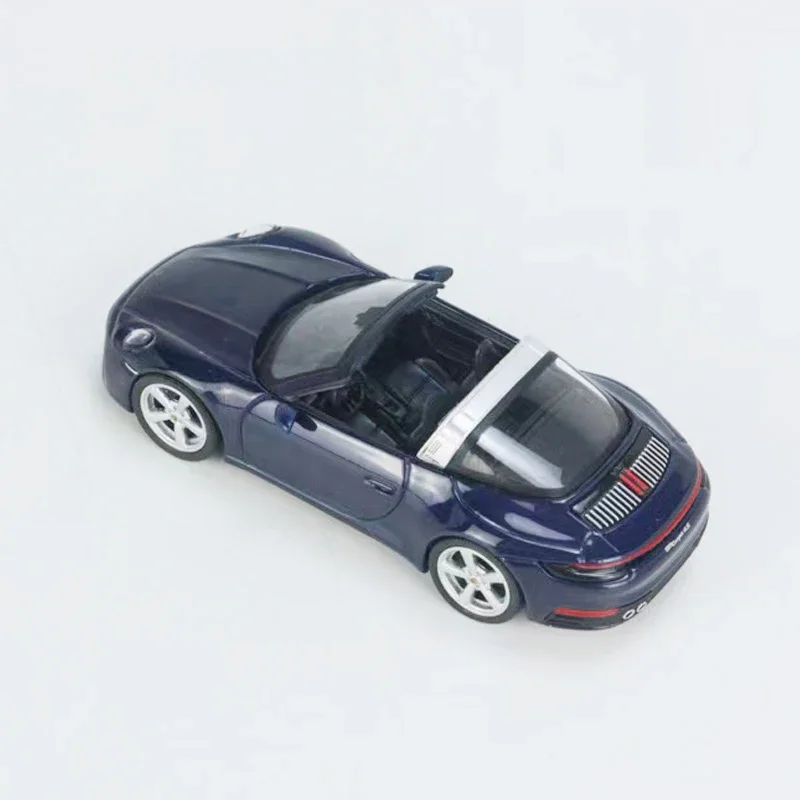 MINI GT Model Car 911 Targa 4S Alloy Die-Cast Vehicle - Gentian Blue Metallic #412 LHD 1:64