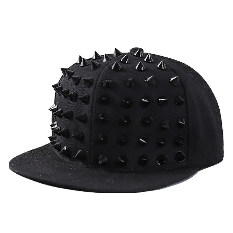 1Pc Men And Women's Rivet Flat Hat Punk Rock Hip Hop Stud Baseball Caps Y2K Outdoor Personalized Hat image 2