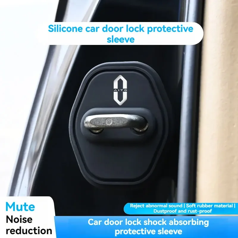 Car Door Silicone Protective Cover Door Lock Silent Anti-collision Shock-absorbing Buffer For Aito M5 M7 M9 Car Accessories