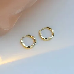 Pendientes redondos de Plata de Ley 925 con incrustaciones simples de temperamento para mujer, accesorios de joyería de boda