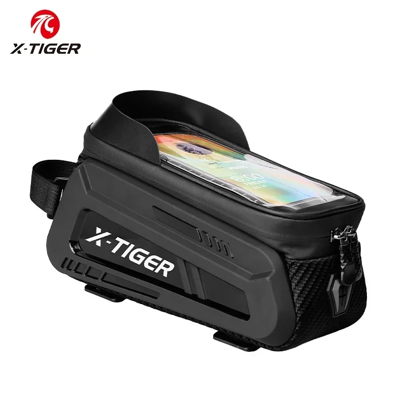 X-TIGER Bicycle Top Tube Bag Bike Phone Front Frame Bag TPU Screen Waterproof Bag for Cell Phone Under 6.7\