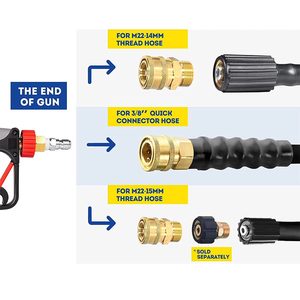 Imagem -03 - Lavadora de Pressão Mangueira Gun Adapter Quick Connect Fitting Lavadora de Latão Quick Release Connector M22 14 mm a 8