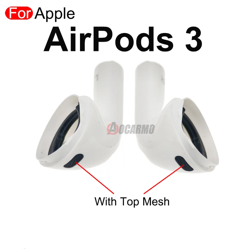 Aocarmo For Apple AirPods 3 Earphone Bottom Shell Case Housing With Top Mesh Net Black Plastic Ring Repair Replacement Part